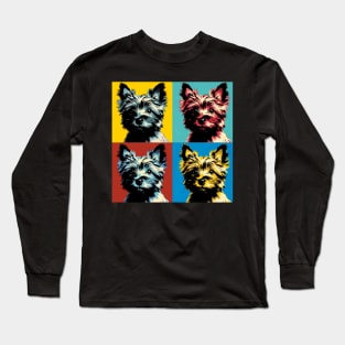 Pop Retro Art Cairn Terrier - Cute Puppy Long Sleeve T-Shirt